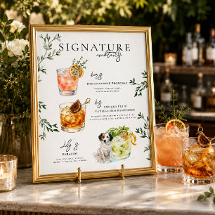 Aquarell Braut & Bräutigam Signature Drink Poster
