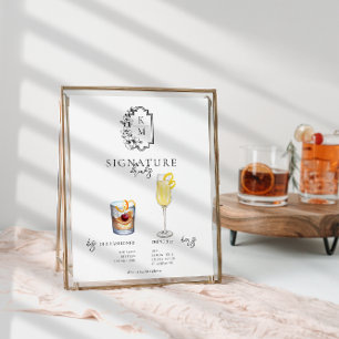 Aquarell   Braut & Bräutigam Signature-Getränk Poster