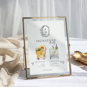 Aquarell   Braut & Bräutigam Signature-Getränk Poster