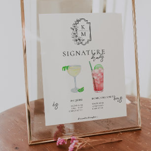 Aquarell   Braut & Bräutigam Signature-Getränk Poster