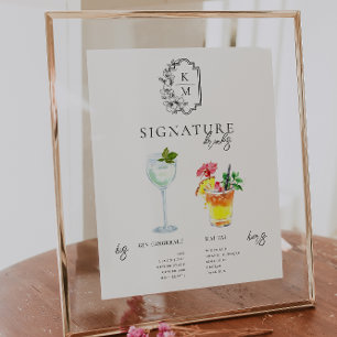 Aquarell   Braut & Bräutigam Signature-Getränk Poster