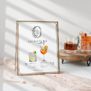 Aquarell Braut & Bräutigam Signature-Getränk Poster