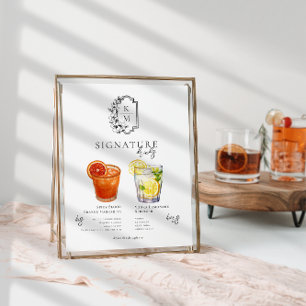 Aquarell   Braut & Bräutigam Signature-Getränk Poster