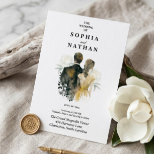 Aquarell-Braut-und-Bräutigam-Hochzeitseinladung Einladung