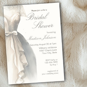 Aquarell-Brautkleid-Brautparty Einladung