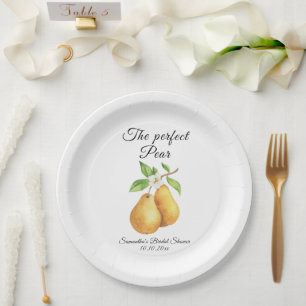 Aquarell Brautparty mit perfekten Birnen Blumen Pappteller