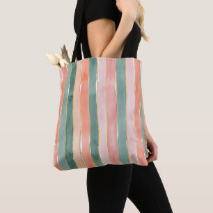 Aquarell breite vertikale Streifen Teal Pfirsich R Tasche