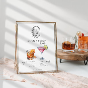 Aquarell Bride & Groom Signature Drink Poster