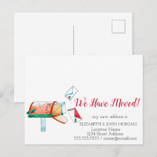 Aquarell Briefkasten Weihnachten Wir sind umgezoge Ankündigungspostkarte