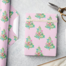 Aquarell Bright Colors Coquette Weihnachtsbaum Geschenkpapier