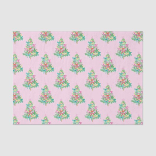 Aquarell Bright Colors Coquette Weihnachtsbaum Seidenpapier (Vorderseite)