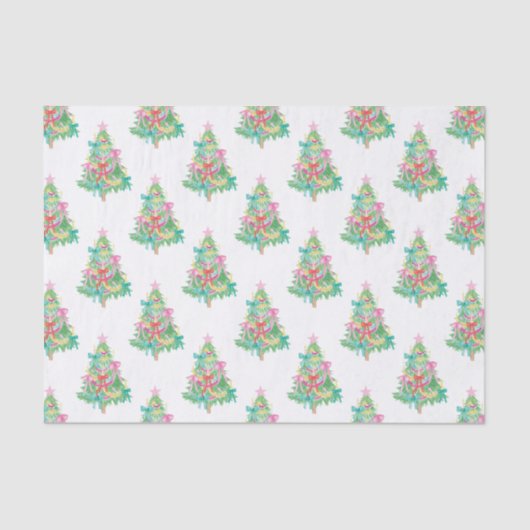 Aquarell Bright Colors Coquette Weihnachtsbaum Seidenpapier (Vorderseite)