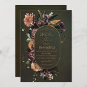 Aquarell Brillante Blume Gold Bridal Einladung (Vorne/Hinten)