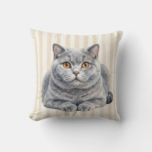 Aquarell-Britisch-Kurzhaar-Katzen-Kissenbezug Kissen
