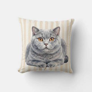 Aquarell-Britisch-Kurzhaar-Katzen-Kissenbezug Kissen