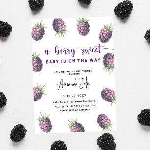Aquarell-Brombeer-Baby-Party Einladung