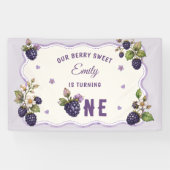 Aquarell-Brombeeren 1. Geburtstagsfeier Banner (Horizontal)