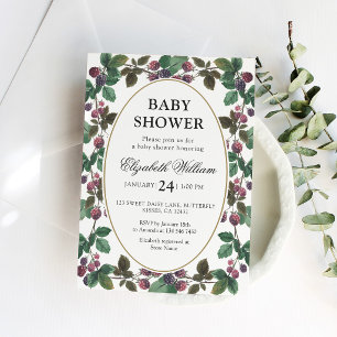 Aquarell-Brombeeren-Baby-Party Einladung