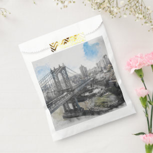 Aquarell Brooklyn Bridge Favor Bag – Künstlerisch Geschenktütchen