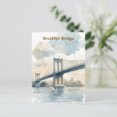 Aquarell Brooklyn Bridge Postkarte (Stehend Vorderseite)