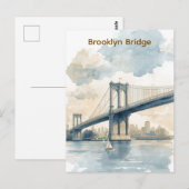 Aquarell Brooklyn Bridge Postkarte (Vorne/Hinten)