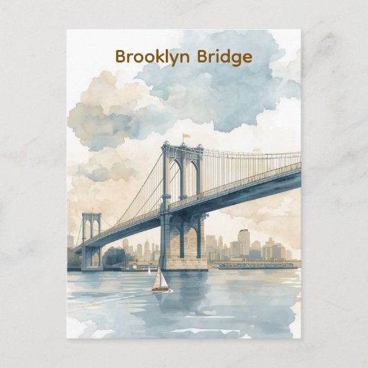 Aquarell Brooklyn Bridge Postkarte (Vorderseite)