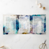 Aquarell-Broschüre mit blauem Glitzer Dreifach Gefaltete Karte (Innenseite)