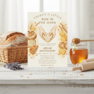 Aquarell-Brot Brötchen im Ofen Baby Shower Einladung