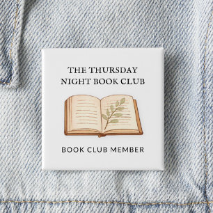 Aquarell-Buchclub-Name Personalisiertes Geschenk Button