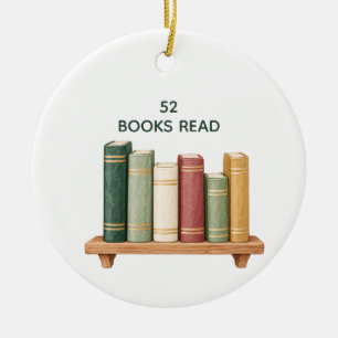 Aquarell Bücherregal Lesemeile Keramik Ornament