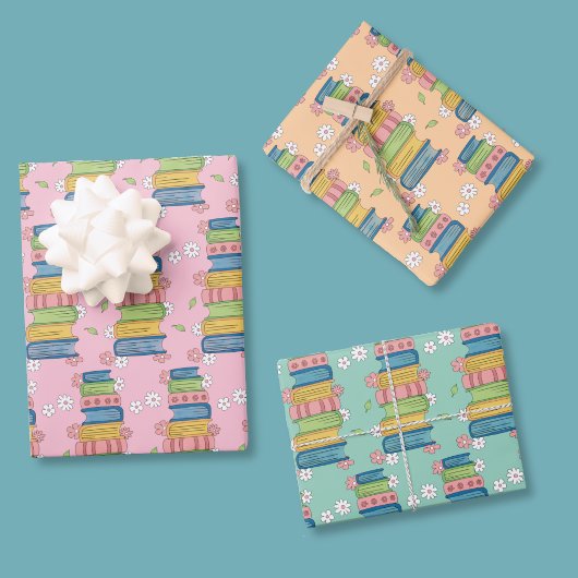 Aquarell-Buchstapel-Muster-Geschenkpapierblatt Geschenkpapier Set