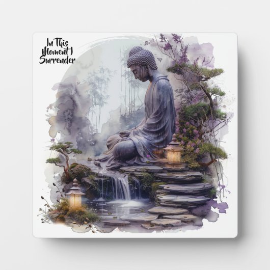 Aquarell Buddha Surrender Plaque w/Easel Fotoplatte (Vorderseite)