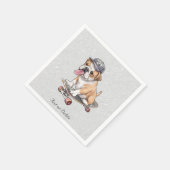 Aquarell-Bulldog-Napkins Serviette (Ecke)