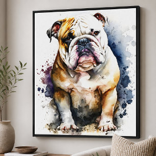 Aquarell-Bulldogge Leinwanddruck