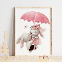 Aquarell Bunny Princess | Bunny Wall Print Poster