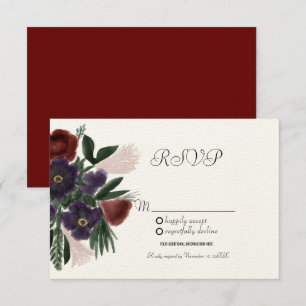 Aquarell Burgund Vintage Botanik Kraft RSVP Einladung