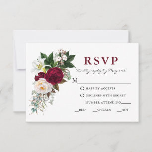 Aquarell-Burgunder-Blumen-Grünzeug-Essen-RSVP RSVP Karte