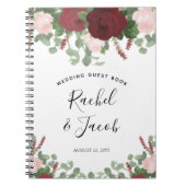 Aquarell-Burgunderrosa Blumenhochzeits-Gast-Buch Notizblock (Vorderseite)