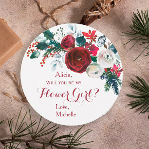 Aquarell burgunderrote Pfingstrosen-Blumenmädchen Einladung