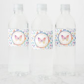 Aquarell Butterfly Babydusche Wasserflaschenetikett (Flaschen)