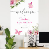 Aquarell Butterfly Babydusche Willkommen Poster (Heimbüro)