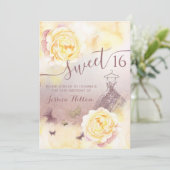 Aquarell Butterfly Blütenpeony, süß 16 Einladung (Stehend Vorderseite)