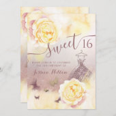 Aquarell Butterfly Blütenpeony, süß 16 Einladung (Vorne/Hinten)