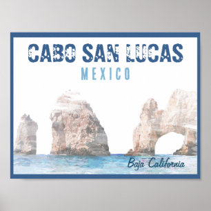 Aquarell Cabo San Lucas Mexico Torbogen Vintage Poster