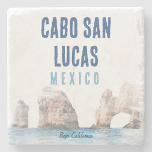 Aquarell Cabo San Lucas Mexico Torbogen Vintage Steinuntersetzer