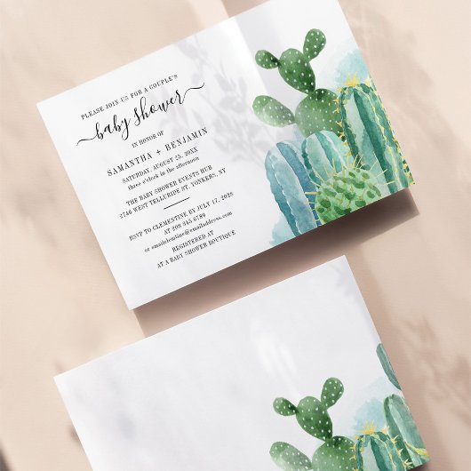 Aquarell Cacti Paare Kinderdusche Einladung