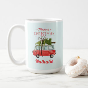 Aquarell Campervan der frohsten Weihnachten Kaffeetasse