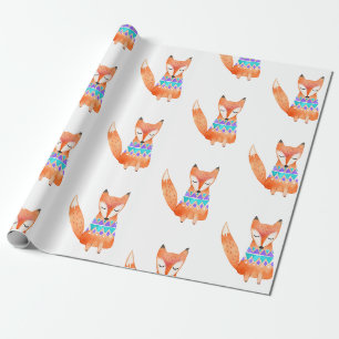 Aquarell-Camping-Fuchs-Geburtstagsfeier Geschenkpapier