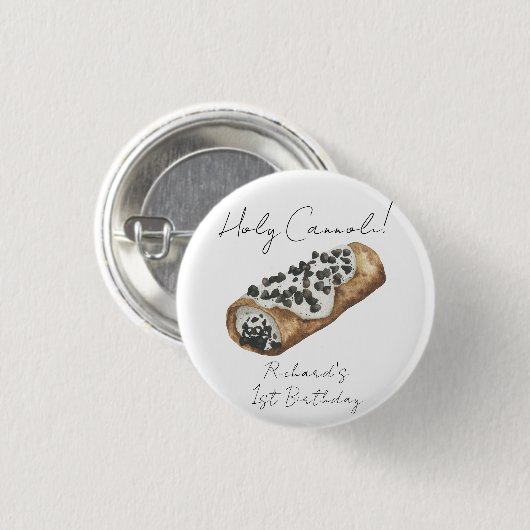 Aquarell Cannoli 1. Geburtstagsfeier Button (Vorne & Hinten)