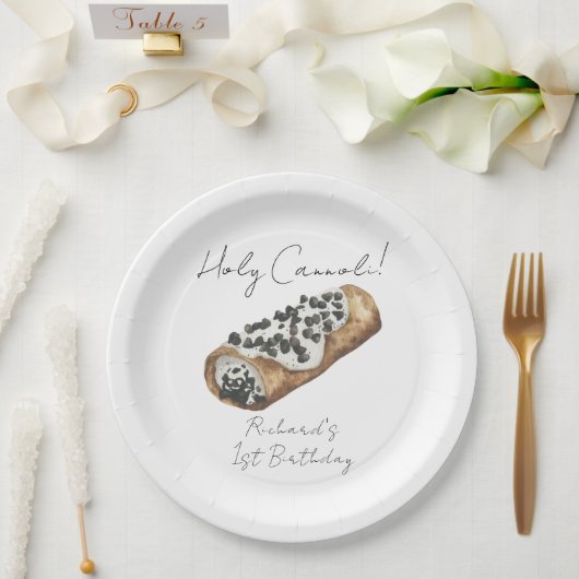 Aquarell Cannoli 1. Geburtstagsfeier Pappteller (Hochzeit)